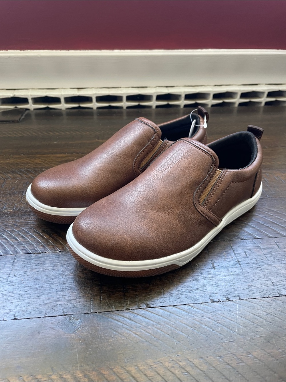 Sonoma Brown Slip-On Kids Loafers with White Sole